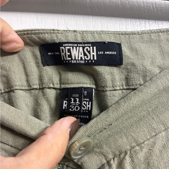 Rewash Olive Green Linen Pants - Picture 3 of 3
